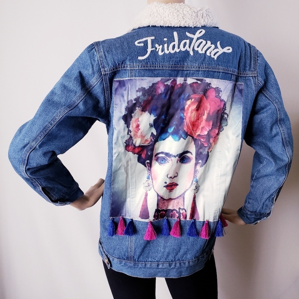 Frida Kahlo Denimland Sherpa Jacket